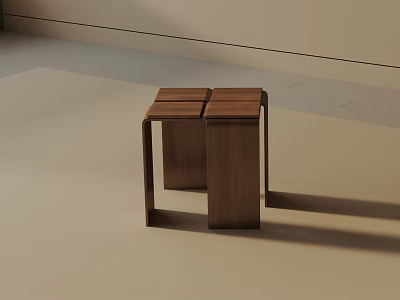 Modern Wooden Side Tables With Geometric Design Sleek Legs In Minimalist Interior 3d model