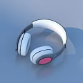 Comfortable White Over Ear Headphones With Pink Accent And Soft Padding 3d model