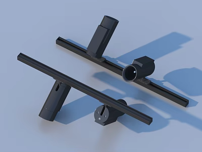 Black Plastic Daily Living Accessories With Long Strip Design And Mounting Parts 3d model