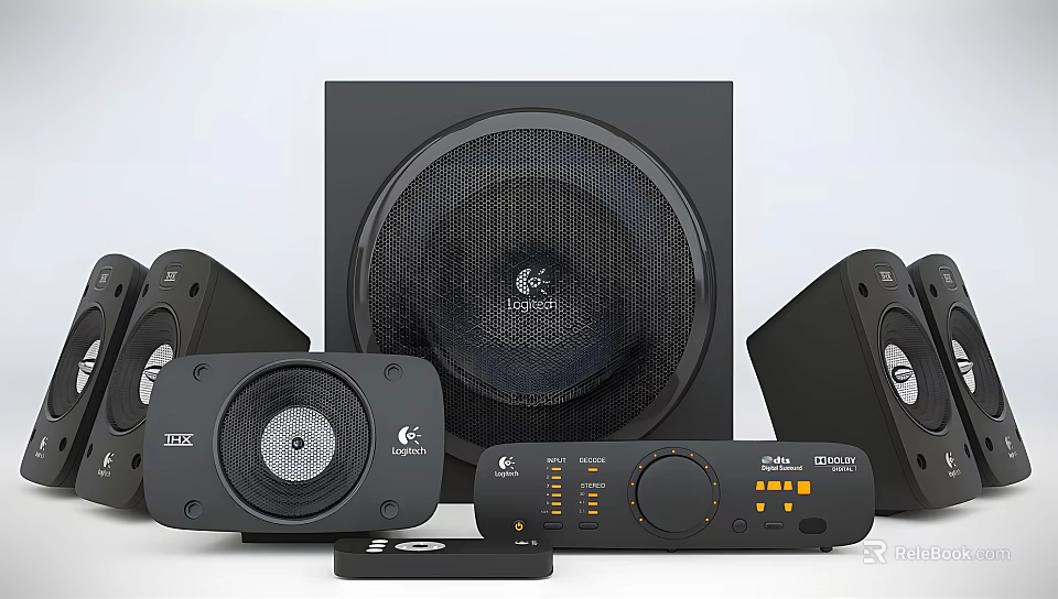 High Quality Home Theater Audio Speaker System With Subwoofer Satellite Speakers And Control Unit 3d model 