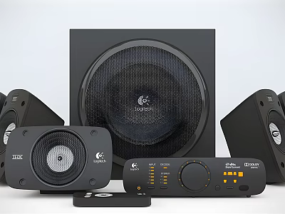 High Quality Home Theater Audio Speaker System With Subwoofer Satellite Speakers And Control Unit 3d model