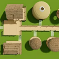 Modern pavilion thatched pavilion 3d model