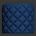 Stylish Blue Round Sofa Stool with Diamond Quilted Upholstered Fabric Design 3d model