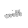Modern Toilet Collection with Wall Mounted and Floor Standing Models on Tiled Wall