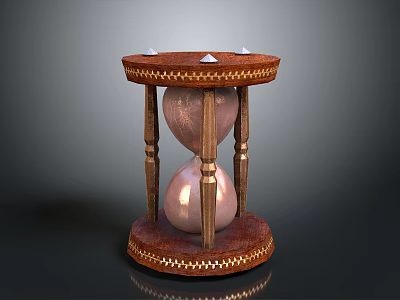 Vintage Decorative Hourglass With Wooden Frame Ornate Edges And Glass Bulbs 3d model