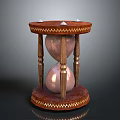 Vintage Decorative Hourglass With Wooden Frame Ornate Edges And Glass Bulbs