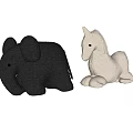 Cute Soft Gray White Plush Elephant Horse Stuffed Toys For Kids