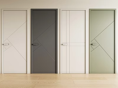 Modern bedroom wooden door single door swing door 3d model