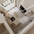 Spacious Duplex Living Room With High Ceiling And Large Windows