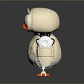 Cute White Robot Owl With Large Eyes Orange Beak And Metallic Body