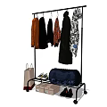 Standing Clothes Rack With Hanging Clothes Shopping Bag Shoes And Storage Boxes