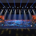 Modern Stage Design Featuring Blue Orange Lighting Large Screens And Light Effects 3d model