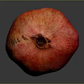 Fresh Juicy Ripe Red Pomegranate With Smooth Glossy Surface On Neutral Gray Background