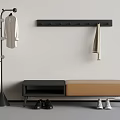 Modern Entryway Coat Rack With White Hanging Jacket Wall Hooks Towel Bench And Shoes