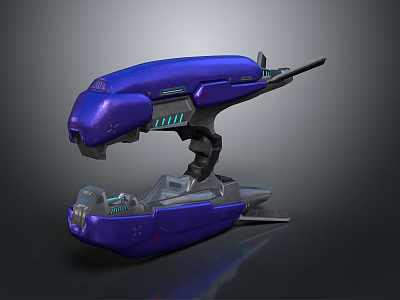 Futuristic Blue Weapon With Metallic Design Advanced Structure And Glowing Details 3d model