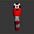 Red And White Striped Flag On Metal Pole With Red Warning Light Base Stand