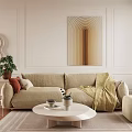Modern Sofa Coffee Table Combination Cream Sofa Coffee Table 3d model