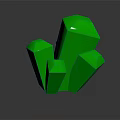 Decorative Ornament Set with Green Crystal Pieces Shiny Polished Geometric Shapes for Modern Home Decoration