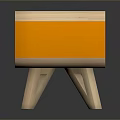 Modern Orange Side Table With Wooden Legs And Open Storage Shelf Design