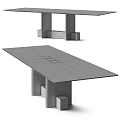 Modern Wooden Dining Table With Minimalist Dark Brown Tabletop And Geometric Legs