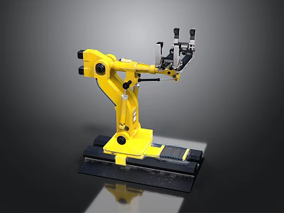 Yellow Industrial Mechanical Arm Equipment With Multiple Joints And Stable Base 3d model