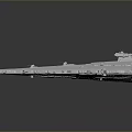 Futuristic White Triangular Warship Model With Detailed Surface On Dark Background