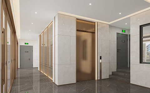 foyer elevator hall fire door screen background envelope cabinet 3d model