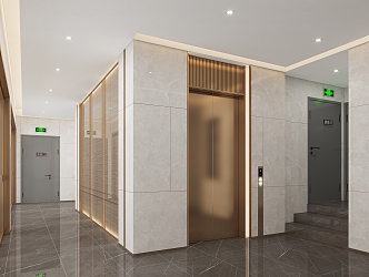 foyer elevator hall fire door screen background envelope cabinet 3d model