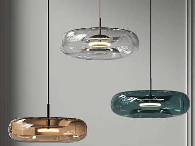 Modern Minimalist Glass Chandeliers in Transparent Green Brown Hanging for Interior Decor 3d model