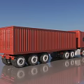 Red Utility Container Truck With Multiple Wheels For Cargo Transportation