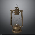 Vintage Copper Kerosene Lamp With Metal Frame Glass Shade And Antique Design