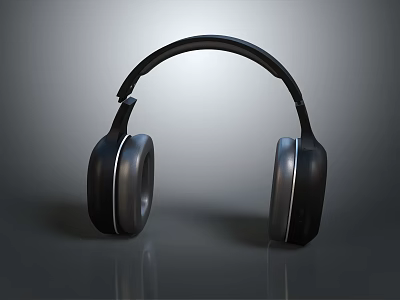 Black Over Ear Headphones With Sleek Modern Design And Glossy Finish 3d model