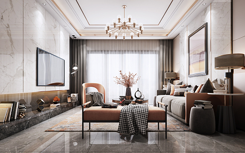 Light Luxury Living Room 3d model