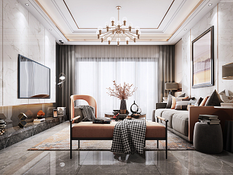 Light Luxury Living Room 3d model