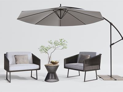 Modern Outdoor Sofa Single Sofa Coffee Table Sun Umbrella model