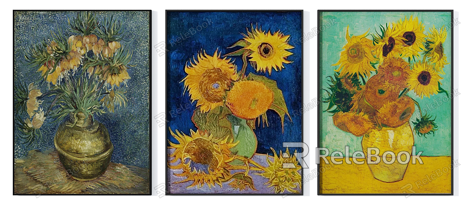 Modern Oil Painting Sunflower Oil Painting Hanging Painting Combination model