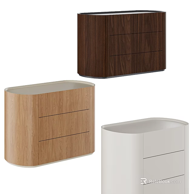 Modern Bedside Tables In Wood And White Finishes With Drawer Storage 3d model 