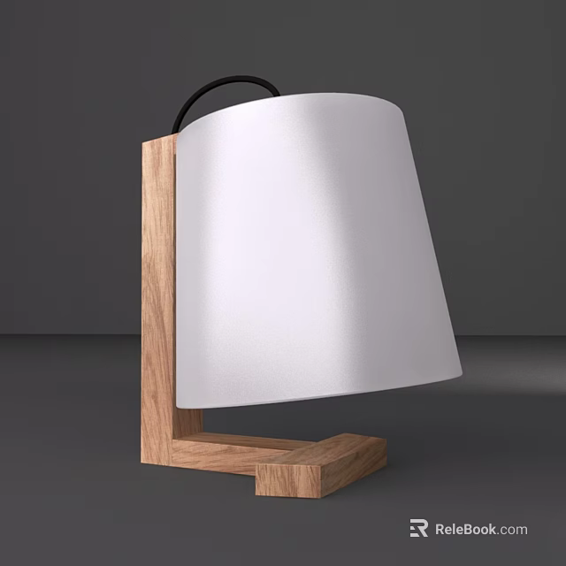 Modern Wooden Table Lamp With White Lampshade And Sturdy Stand Design 3d model 