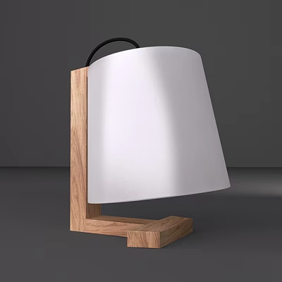 Modern Wooden Table Lamp With White Lampshade And Sturdy Stand Design 3d model