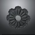 Gray Flower Shaped Daily Life Item With Decorative Circular Center Hole And Ornate Edges