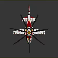 White Helicopter Model With Black Rotors And Red Yellow Accents Detailed Design