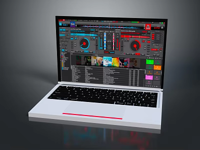 Professional Laptop Displaying Digital Editing Software With Control Panels And Waveforms 3d model