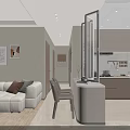 Modern Living Dining Room Interior With White Sofa Coffee Table TV Chandelier And Decorative Paintings