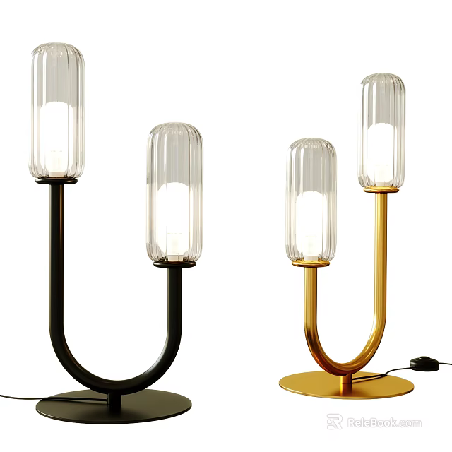 Elegant Modern Luxury Table Lamp With Transparent Glass Shade And Metal Frame Design 3d model 