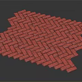 Brown Herringbone Pattern Brick Style Floor Tiles For Decorative Interior 3d model