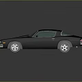Classic Black Muscle Car With Green Windows Silver Wheels And Sleek Retro Design
