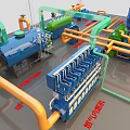 Industrial Equipment System Featuring Pneumatic Valves Filters Pressure Sensors Air Dryers And Piping