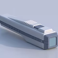 Handheld Medical Device With Ergonomic Grip Striped Texture And Blue Display Screen