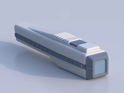 Handheld Medical Device With Ergonomic Grip Striped Texture And Blue Display Screen 3d model