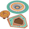 Children's Play Area With Circular Structures Colorful Rings And Irregular Shaped Zones